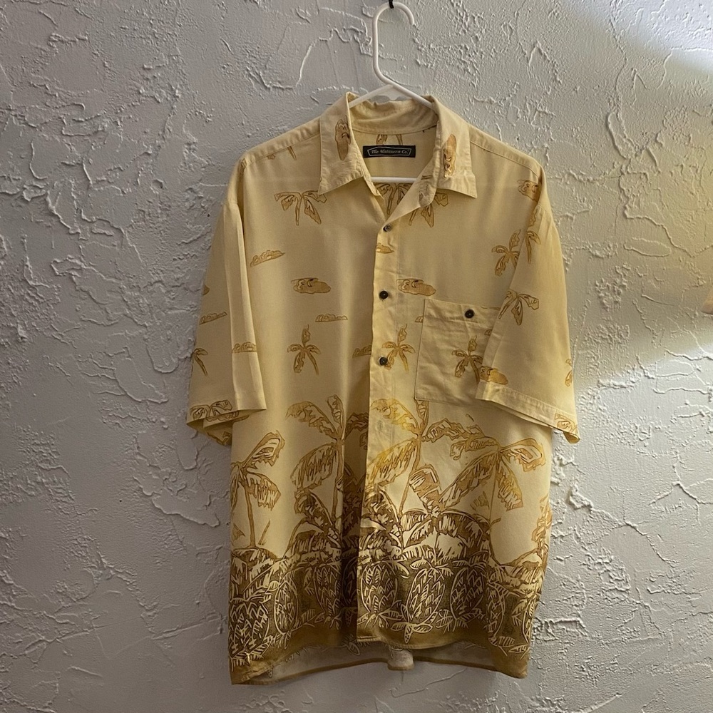 HAVANNA SHIRT CO Linen Blend Short Sleeve Casual Tropical Camp Shirt, Size Large